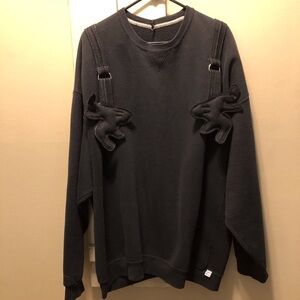 Upcycled Vintage 90s Russell Athletic Sweatshirt Crewneck Mens 3XL Black Faded